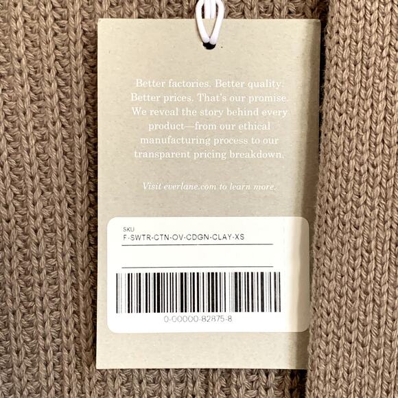 NWT Everlane The Oversized Cotton Ribbed Chunky Knit Cardigan in Clay - Picture 8 of 8